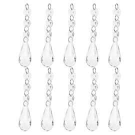 Tomotato Pack of 10 Chandelier Crystals, 10.5 cm Teardrop Shape Transparent Acrylic Crystal Chandelier Prism Replacement Pendant Parts for Home Wedding Party Decoration