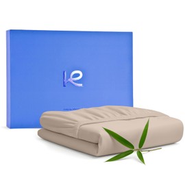 Kickoff Viscose Bamboo Fitted Sheet Full Size, 100% Organic Cooling Sheets Fitted ONLY Viscose Bamboo Sheets Full Size Bed Sheet for Hot Sleepers, Extra Deep Pocket, 4 Corner Strap (F, Iced Latte)