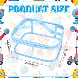 6 Pcs Clear PVC Toy Storage Bags with Handles 9.1x6.7x3.9 Inch Travel Toiletry Bags Waterproof Toy Storage Organizer Pouch with Zipper, Toys Board Game Storage Container for Building Blocks Puzzle