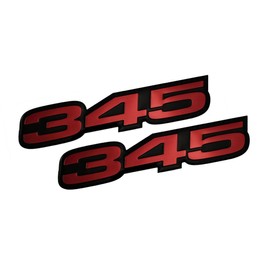 2X (Pair/Set) VMS Racing 345 RED on Black Highly Polished Aluminum Emblems