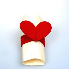 Deko und Band Felt Napkin Rings – Heart – Red (Pack of 12) – 56004 30