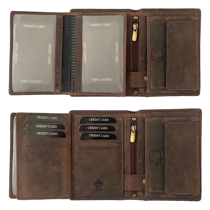 BUFFALO HILL Lucky 7 motif wallet, buffalo leather wallet, genuine