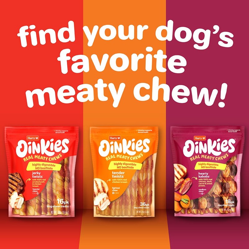 Oinkies Bacon Wrapped Twists, Real Meaty Chews, 14 Count
