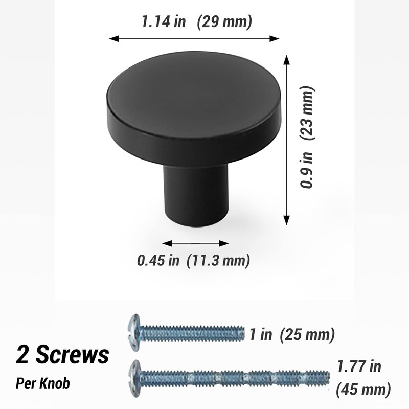 10 Pack Round Cabinet Knobs Drawer Knobs Dresser Knobs, Black