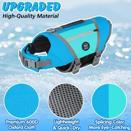 EMUST Dog Life Vests for Swimming, Adjustable Dog Life Jackets for Small Dogs with Hook & Loop, Reflective Dog Swim Vest with Quick-Release Buckles for Bulldogs, Dachshunds, Corgis, Pink, S