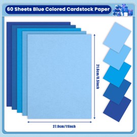 gisgfim 60 Sheets Blue Construction Paper Cardstock 8.5 X 11, 5 Assorted Colors Card Stock Printer Scrapbook Paper 65lb/180gsm for DIY Winter Holiday Birthday Craft Arts Embossing Printing Invitations