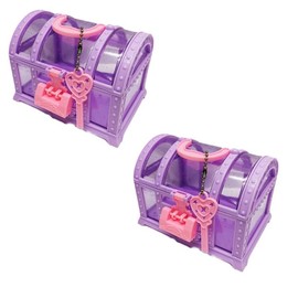 2Pcs Girl Treasure Box Toys Trinket Boxes Plastic Treasure Chest Transparent Jewelry Box for Collection Storage (Purple, One size)