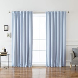 Best Home Fashion Basic Thermal Insulated Blackout Curtains - Back Tab/ Rod Pocket - Sky Blue - 52" W x 84" L (Set of 2 Panels)