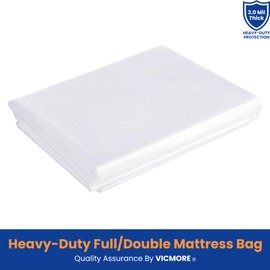 VICMORE Full Size Heavy-Duty Plastic Mattress Bag for Moving & Storage – Tear-Resistant, Waterproof Mattress Protector Cover – Transparent & Easy Fit