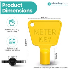 Trimming Shop 2 x Plastic Utility Meter Box Key – Gas & Electric Meter Key with Triangular Socket – Yellow Durable Meter Cupboard Key for Commercial Bin Lock Access