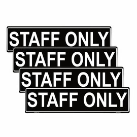 Haobase Staff Only Sign Self Adhesive Vinyl Sticker 4 Pcs (20cm x 5cm)