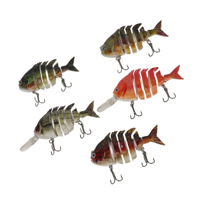 Segmented Fishing Lure Hard 6 Sections with High Carbon Treble