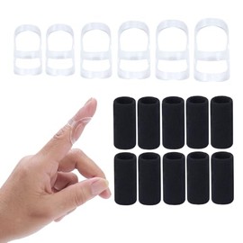 Soft Home 16 pcs Finger Splint Kits Including 6 Pack Oval Finger Splints Clear Type and 10 pcs Finger Sleeves ,Finger Splint for Arthritis, Trigger Finger,Mallet Fingers - Trigger Finger splints For Thumb, Index, Middle, Pinky or Ring Finger (Size 6,6,7,