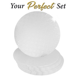 O'CREME White Wraparound Cake Pastry Round Drum Board 1/4 Inch Thick, 8 Inch Diameter - Pack of 10