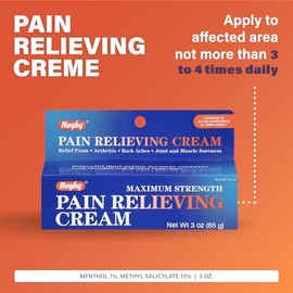 Rugby Maximum Strength Pain Relieving Cream - Made with Menthol and Methyl Salicylate - Offers Temporary Joint and Muscle Soreness Relief - 3 Oz. (1 Pack)