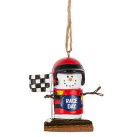 Ganz Midwest Smores Snowman Festive Holiday Décor Red, White, and Black 3 x 2.7 Inch Resin Decorative Hanging Christmas Ornament, Race Day