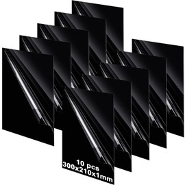 AKOLAFE Pack of 10 Acrylic Glass Panels, Black, A4 Plastic Sheet, 1 mm, Acrylic Panels, 30 x 21 cm, Acrylic Sheet, Plexiglass Panels, Rectangular, Robust Plexiglass Cut to Measure, for Painting, DIY,