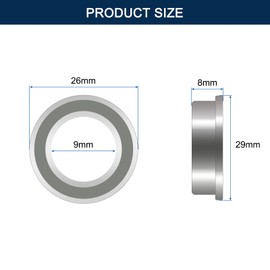 HiPicco F629ZZ Flanged Ball Bearing, ID 9mm x OD 26mm x Width 8mm Miniature Bearings, Double Metal Shielded Deep Groove Bearings, Pre-Lubricated (GCr15) Chrome Steel 10pcs