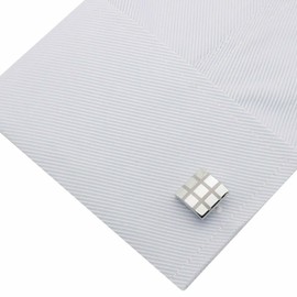 カフス専門店 CUFF シルバー シンプル カフス 全6スタイル チェック スクエア ラウンド スパイラル (ラインチェック)