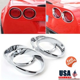 autotrim000 Fit For Corvette C6 2005-2013 Tail Light Lamp Ring Frame Cover Trim Chrome 4PCS