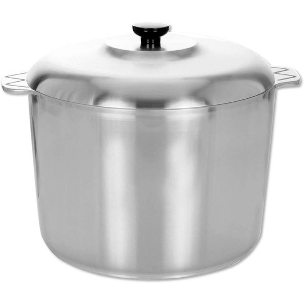 Cajun 14 Quart Stock Pot with Lid - Oven Safe Aluminum Soup Pot - Nickel-Free Large Pot with Steamer