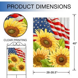 Hzppyz Sunflower House Flag Spring Decorative Yard Outdoor Large Welcome Flag Double Sided, July 4th America Outside Seasonal Decorations Summer USA Patriotic Sign Home Garden Decor Flag 28 x 40