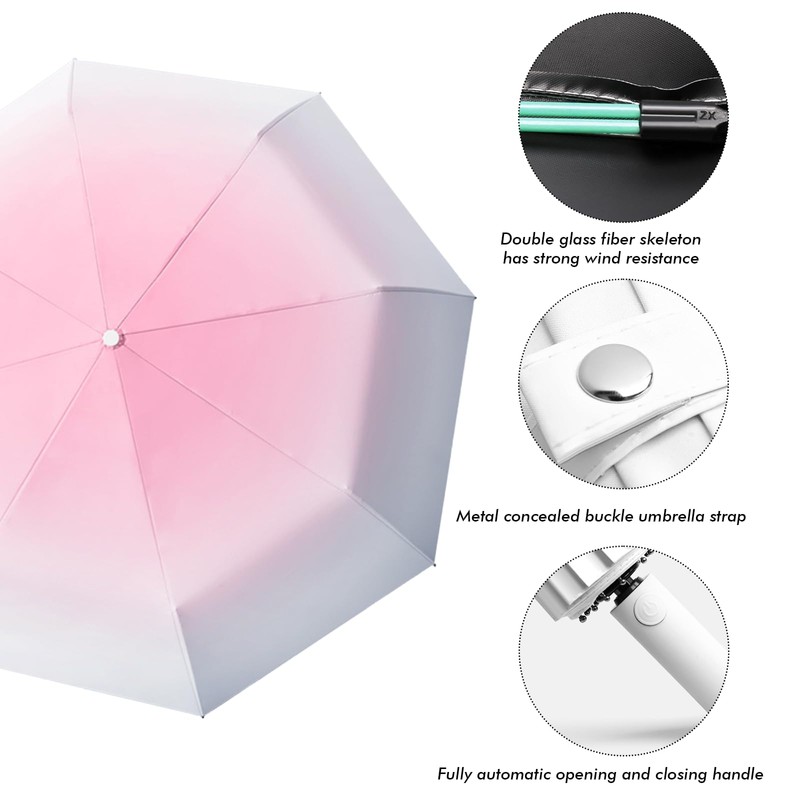 EEPLUYTY Umbrellas, Automatic Umbrella, Pocket Umbrella Open-Close with 8 Ribs,