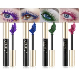 Riroenst Colored Mascara Sets, 4 Pcs Colorful Mascara, Voluminous Eyelashes, Fast Dry, Long Lasting Charming Voluminous Mascara for Eyelash Eye Makeup, Cruelty Free Vegan