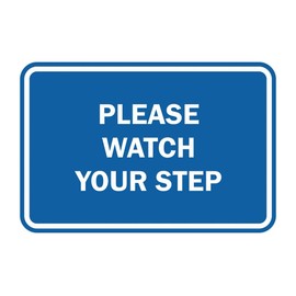 Signs ByLITA Classic Framed Please Watch Your Step Sign (Blue) - Small (2 Pack)