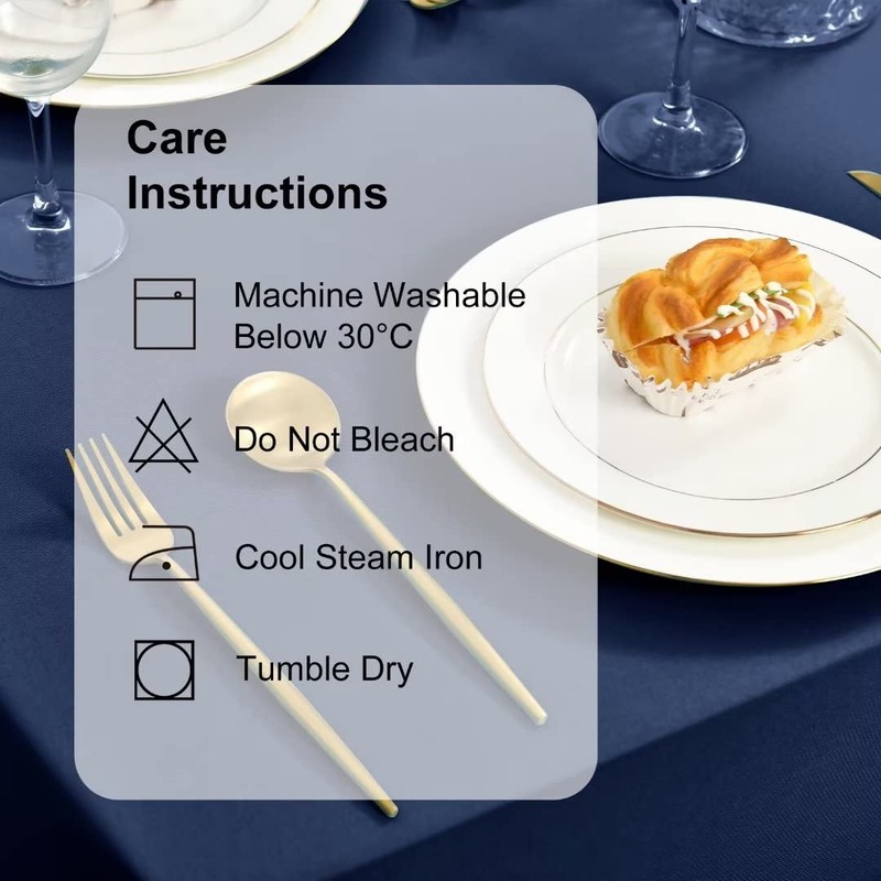 DWCN Navy Blue Tablecloth Water Resistant Table Protector,140x240cm Wipeable Polyester