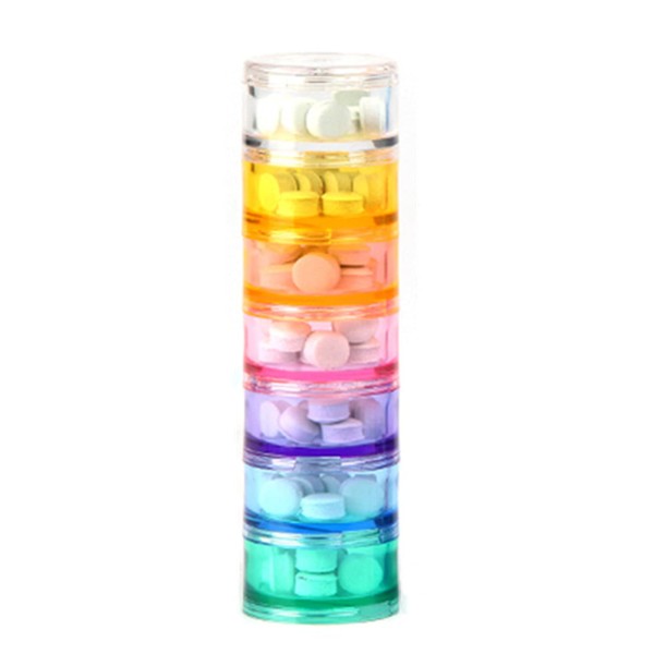 MOMOFULL Stacking Pill Box Vitamin Organizer 7 Day Travel Case Holder Container (Multicolor, S)