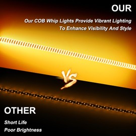 VISWIKER 1PC 3FT New Upgrade Super Bright Orange COB Whip Lights, Quick Install and Removal, Durable and Weather Resistant, Perfect for Truck, ATV, UTV, Boat, Polaris RZR, Can-Am Maverick X3