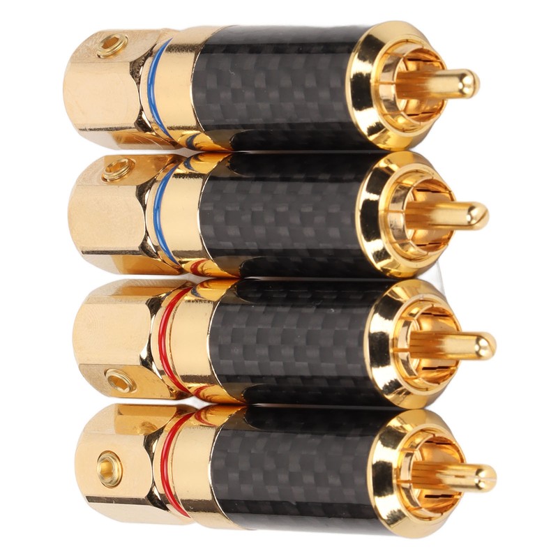 4Pcs RCA Sound Plug Carbon Fiber Gold Plated Oxidation Resistance