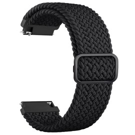 Braided Solo Loop Straps for Garmin Vivoactive 4/Venu 2/Forerunner 255, 22mm Solace Stretchy Nylon Sport wristband for Garmin Vivoactive 4/Venu 2/Forerunner 255 (Z-Black)