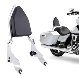 Sissy Bar Backrest Detachable Passenger Backrest Pad Compatible for Harley Davidson Touring Electra Glide, Road King, Road Glide, Street Glide, Ultra Limited 2009-2023 (Chrome)