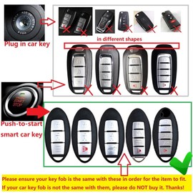 M.JVisun Genuine Carbon Fiber Key Fob Cover for Infiniti EX35 FX35 FX45 G25 G35 G37 JX35 M35 M37 M56 Q40 Q50 Q60 Q70 QX50 QX60 QX80 Smart Car Remote Key Fob Case for Men Women - A Style - Red