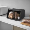 YAMAZAKI Metal Bread Box With Removable Bamboo Wooden Cutting Board