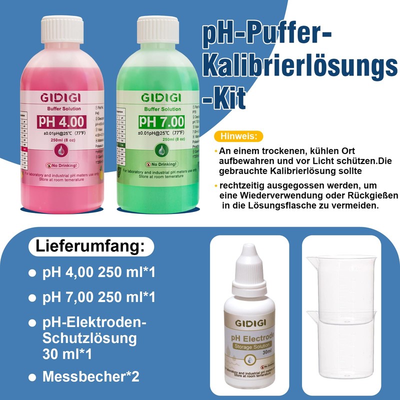 pH Meter Calibration Solution Kit, Contains pH 7.00, 10.01 and