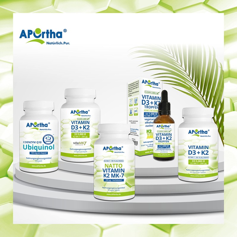 APOrtha Vitamin D3 10,000 IU + 200 μg K2 99+%