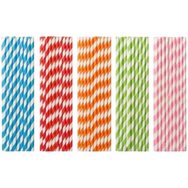 Dohe Horeca - Cannucce di Carta Biodegradabili (100 pz.) - Multicolore, Dimensione Grande: 21 cm, Riciclabili e Resistenti, per Bevande Calde e Fredde, per Feste, Compleanni, Celebrazioni
