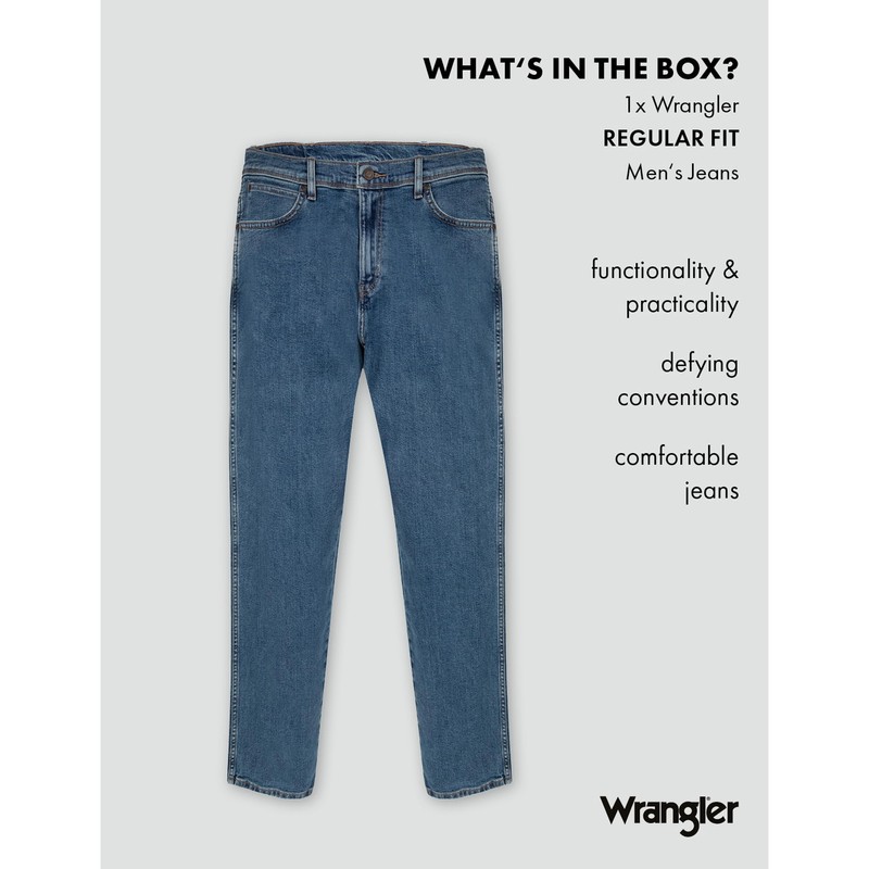 Wrangler Wrangler Herren Durables Regular Fit Jeans, Stonewash, 34W /