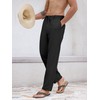 PLEPAN Men's Linen Dress Pants Elastic Waist Drawstring Lightweight Summer