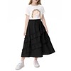 Girls High Waisted Ruffle Maxi Skirt Soft Cotton Long Skirts