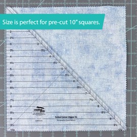 Creative Grids Folded Corner Clipper XL Quilt Tool – CGRFCCXL – Made in USA, 10in x 10in, Non-Slip Grip Acrylic Quilting, Sewing, Crafting, Patchwork Ruler & Template