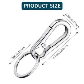 Tweozek 4 Pack Metal Keychain Key Ring Hoop with Carabiner Clip Zinc Alloy Key Holder Keyring Car Key Chain, Secure Keyring Clips Hook for Men Women Keys Purse Bag