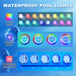 Creatrek Submersible LED Lights with Remote, Battery Operated 16 Color Changing Pool Lights, Cordless Pool Lights for Above Ground Pools, Ponds, Party, Vase, Aquarium Decorations, 1 Pack