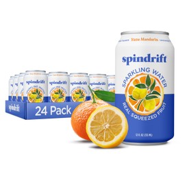 Spindrift Sparkling Water, Yuzu Mandarin Flavored, Made with Real Squeezed Fruit, 12 Fl OZ Cans, Pack of 24 (Only 6 Calories per Can)