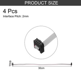 MECCANIXITY 4 Pcs IDC Flat Ribbon Cable, 2mm Pitch 6mm Width 30cm Long 6 Pin FC to FC Flat Ribbon Connector Jumper Wire for PC, LED Displays