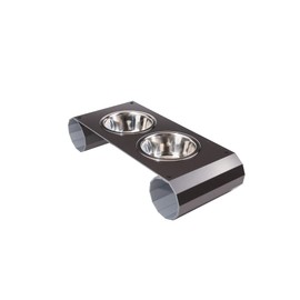 COLUMN Raised Pet Bowls for Cats and Dogs, Modern Design Elevated Dog Cat Food and Water Bowls Stand Feeder Station with Two 24 oz Stainless Steel Bowls, 4 inches Tall (White, Grey or Brown)