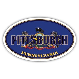 3 Pack 2x3 inches | Pittsburgh City Pennsylvania State Flag | PA Flag Allegheny County Oval State Colors Construction Toolbox, Hardhat, Lunchbox, Helmet, Mechanic, Luggage